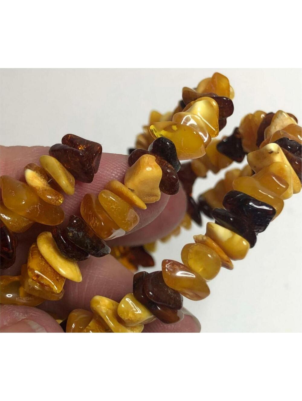 1151 Beautiful Multi-color Baltic amber coil wrap bracelet one size fits most - Picture 2 of 2